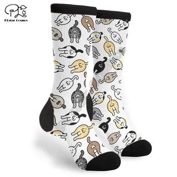 Кошка / Собака Мужские женские носки-трубки 3D-печатные хлопчатобумажные носки Красочный бренд Теплый чулок Унисекс Мода Повседневный носок
