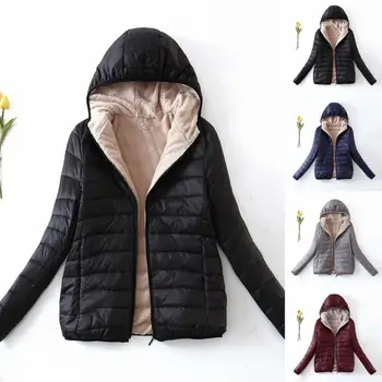 2023 Женская хлопковая куртка с капюшоном Slim Fit Однотонный с карманами на молнии Стильный теплый универсальный верхний пальто Lady Coat