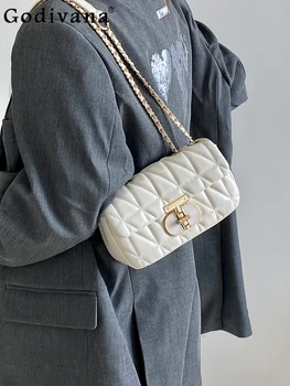 Корейская мода All-Match Женская сумка Осень-зима Цепочка для отдыха Сумка через плечо Сумка-мессенджер Горизонтальные маленькие квадратные сумки