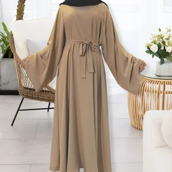 Женское платье Мусульманский большой размер Абая Весна Осень Средний Средний Однотонный халат Повседневный Макси Vestidos
