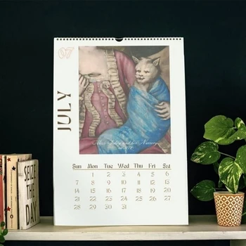 Настенный календарь для кошек 2024,2024 Забавный календарь кошек эпохи Возрождения, подвесной настенный календарь, календари кошек на 12 месяцев с уродливым простотой в использовании