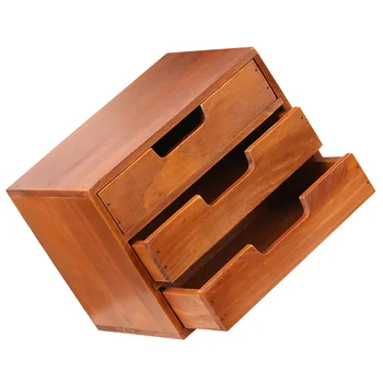 Настольный органайзер с выдвижным ящиком, 3-уровневый ящик для хранения всякой всячины, деревянный маленький ящик для ювелирных изделий, безделушек, канцелярских принадлежностей, дисплей 25x19x17,5 см