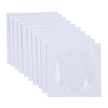  10/50 шт. Конверты Хранение Прозрачное окно Чехол Клапан Белый Сложенный Бумажный Пакет CD DVD Диск Бумажные Рукава 12,5x12,5 см