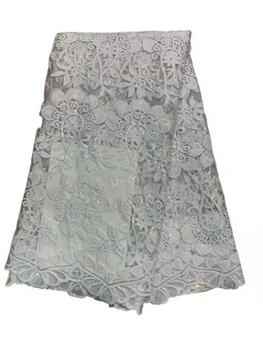 Новейшая белая нигерийская кружевная ткань из гипюрового шнура 2023 Высококачественная африканская водорастворимая кружевная ткань для свадебного платья FLJ623