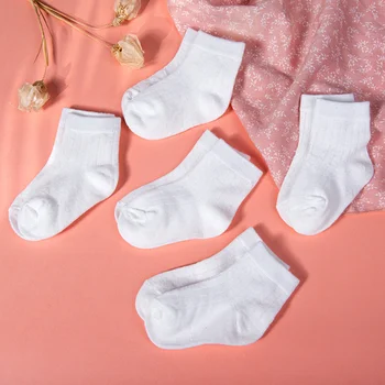 5Пара/лот Новые белые носки для мальчиков и девочек