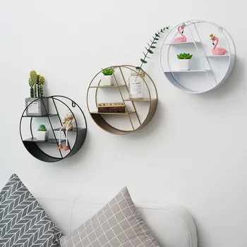 скандинавский минимализм в железе круглая стена для хранения и украшения настенный стеллаж Креативная гостиная настенная полка для гостиной