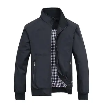 Осенне-зимняя куртка Мужское пальто Куртки Сплошной цвет Мода Повседневное пальто Хаки Черный Военные Бейсбольные Пальто Одежда