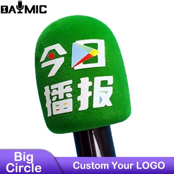 Большой круг Хорошее качество Печать-логотип-микрофон-пенопласт Крышка микрофона Лобовое стекло Пользовательский ваш логотип